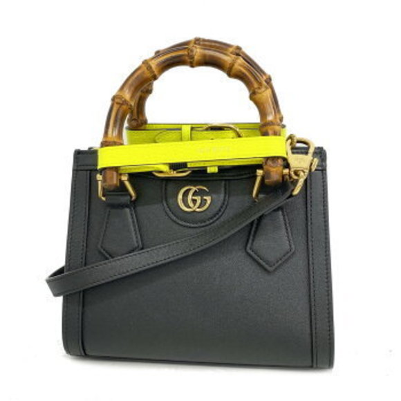 Gucci Bamboo Diana Handbag Black Leather - Picture 1 of 9